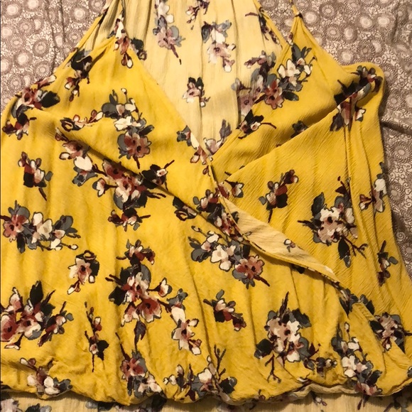 Yellow faux wrap around top - Picture 2 of 3